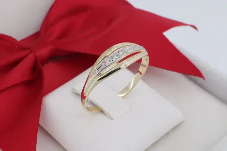 14 Karátos Arany Gyűrű Ragyogó Cirkónia Sorral (gy0013)