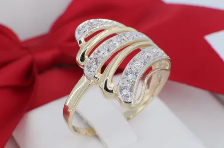 Elegáns köves arany gyűrű többsoros designnal (gy0450)