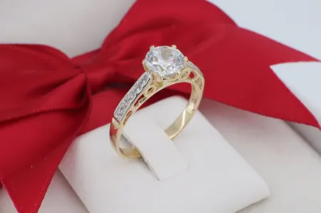 14 Karátos Arany Szoliter Gyűrű Gazdagon Díszített Sínnel (gy0724)
