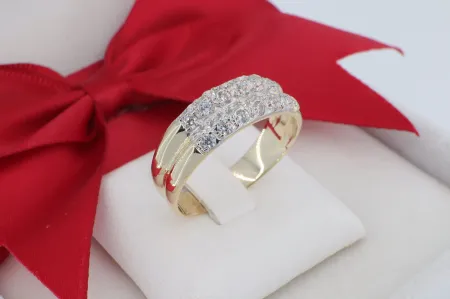 Elegáns Női Aranygyűrű Kétsoros Csillogással (gy0738)