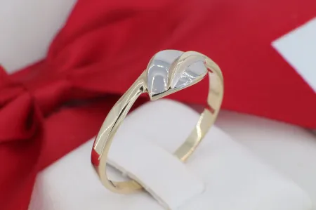 Kecses 14 Karátos Arany Gyűrű – Kéttónusú Levél Motívummal (gy1115)