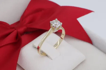 Időtlen 14 Karátos Soliter Gyűrű Briliáns Csiszolású Központi Kővel (gy1342)