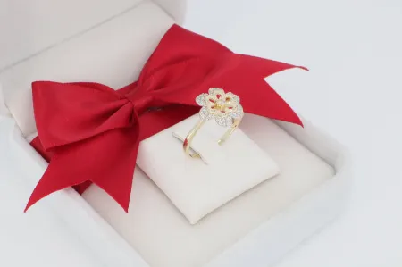 Virág mintás cirkónia köves arany gyűrű (gy1368)