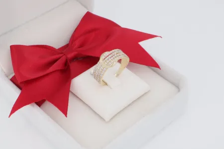 Csillogó cirkónia köves arany gyűrű (gy1372)