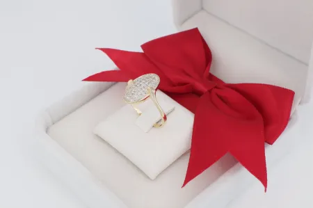 Csillogó cirkónia köves arany gyűrű (gy1399)