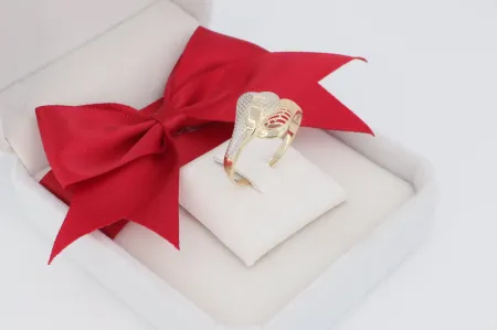 Fényes és áttört mintás arany gyűrű (gy1407)