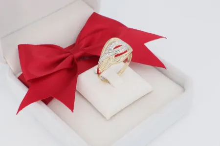 Gravírozott, fonott mintás arany gyűrű (gy1427)