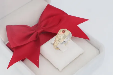 Női Arany Gyűrű Magasfényű és Mintázott Textúrával (gy1431)