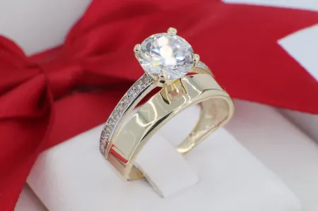 Dupla sínes 14K arany eljegyzési gyűrű (gy1504)