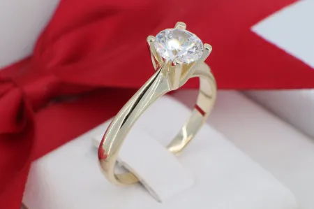 Klasszikus szoliter 14K arany eljegyzési gyűrű (gy1552)