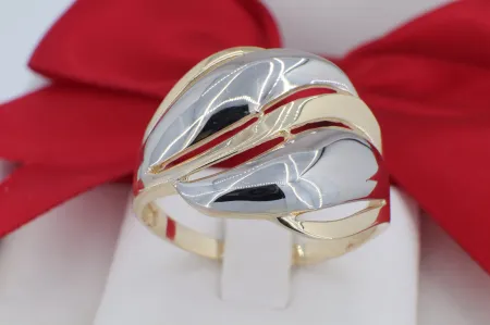 Extravagáns kétszínű arany gyűrű dinamikus formával (gy1649)