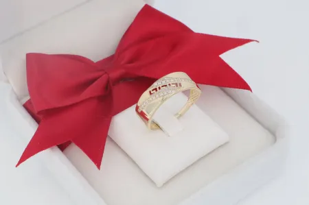 Meander Minta és Cirkónia Kövezés Női Arany Gyűrű (gy1652)