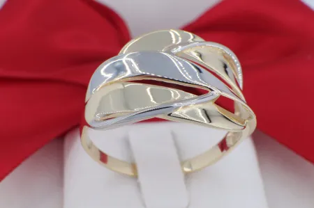 Elegáns bicolor arany gyűrű áramló formával (gy1663)