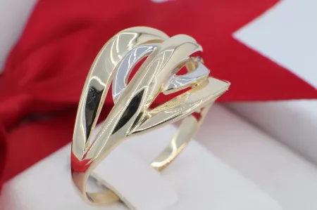 Elegáns bicolor hatású arany gyűrű áramló ívekkel (gy1668)