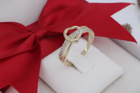 Romantikus Sárga Arany Női Gyűrű Áttört Szív Motívummal (gy1669)