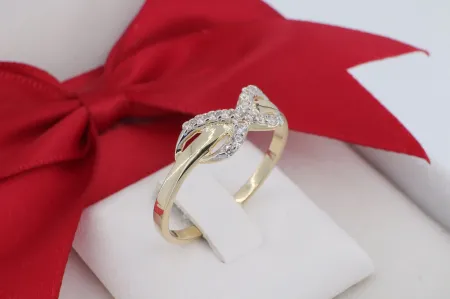 Sárga Arany Női Gyűrű Köves Kereszt Díszítéssel (gy1696)