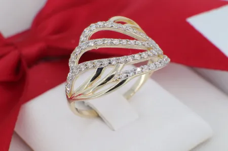 Modern 14 Karátos Arany Gyűrű – Dupla Soros Ragyogás (gy1704)