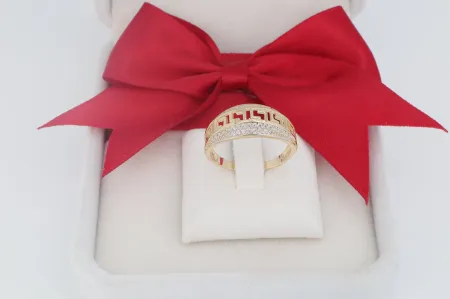 Fényűző Csillogás Meander Mintás Arany Gyűrű (gy1835)