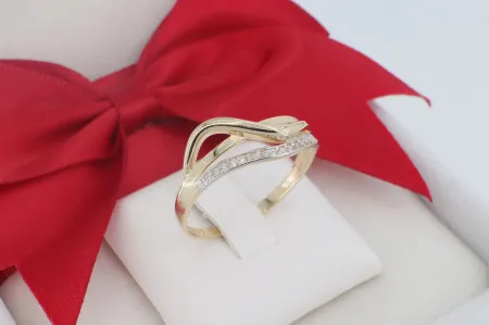 Dinamikus 14 Karátos Arany Gyűrű Ívelt Cirkónia Sorral (gy1855)