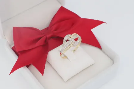 Áttört Hurkolt Forma Csillogó Elegancia Női Arany Gyűrű (gy1888)