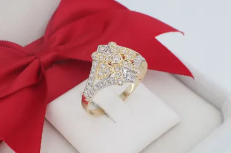 Exkluzív 14 Karátos Arany Gyűrű Szív és Kereszt Motívummal (gy1919)