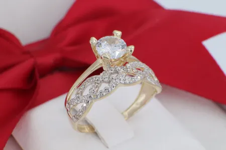 Luxus szoliter arany gyűrű csillogó összefonódó sávval (gy1935)