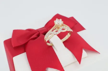 Szerelem Hullámai Prémium eljegyzési arany gyűrű (gy2097)