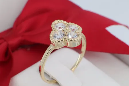 Szerencsehozó 14 Karátos Arany Négylevelű Lóhere Gyűrű (gy2129)