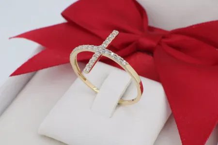 Elegáns Női Aranygyűrű Fekvő Kereszt Díszítéssel – Hit és Stílus (gy2139)