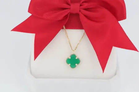 Divatos zöld lóhere medál nyaklánccal (ny278)
